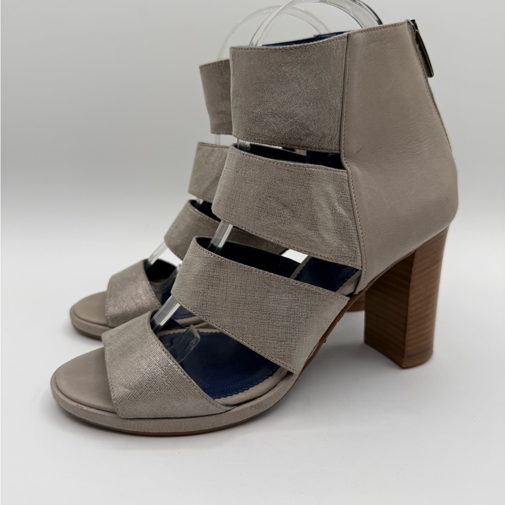 Valentina Rangoni Metallic Silver Strappy Chunky Sandals Stylish Block Heels - Picture 9 of 15